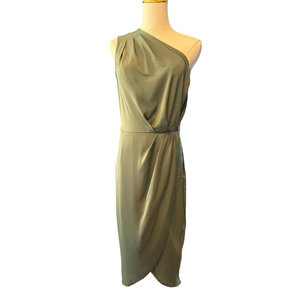 Pretty Garden One Shoulder Sage Green Dress.  Size Medium